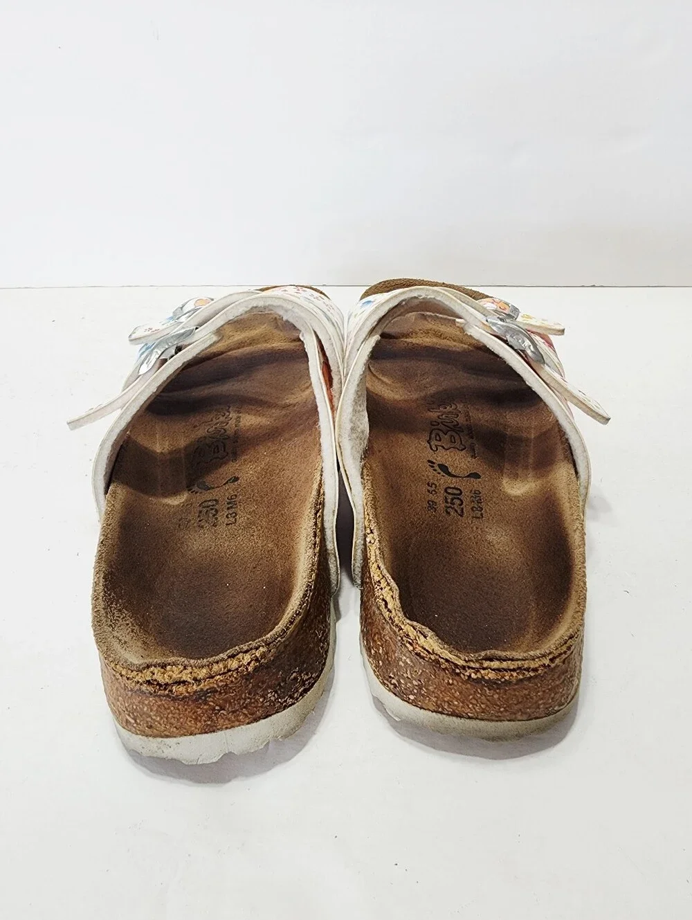 Birkenstock Floral Triple-Strap Cork Sandal - White Size 39